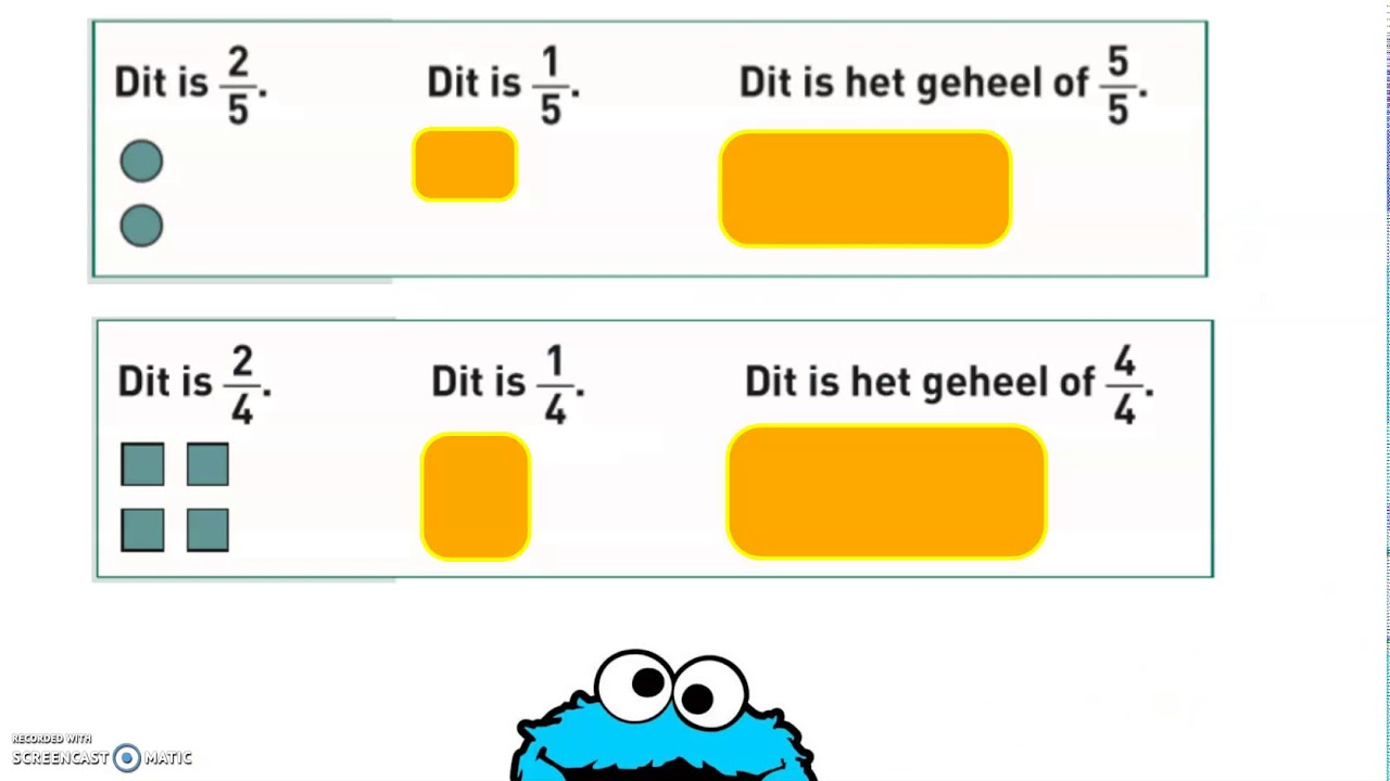 Getallenkennis Breuken kleuren benoemen, deel of geheel tekenen - YouTube - Hoeveel Is 2 3 Deel
