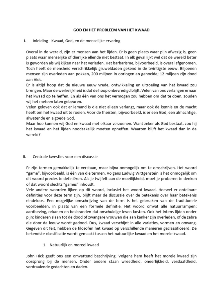 God en Het Probleem Van Het Kwaad | PDF - Strijdlust Tussen Goed En Kwaad