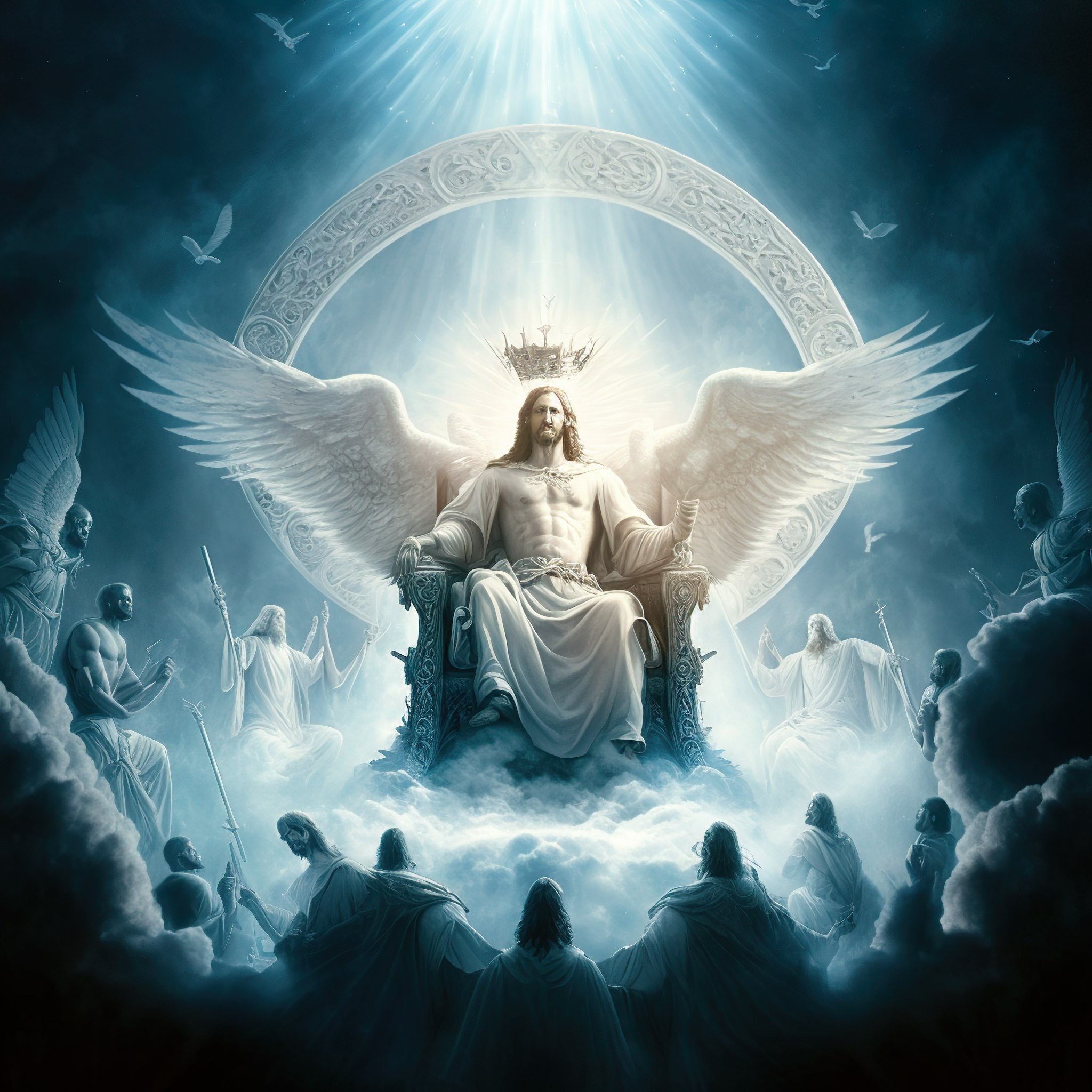 God Jesus Christ With Angels Canvas Wall Print Art Angels - Etsy - God Van De Liefde Romeins