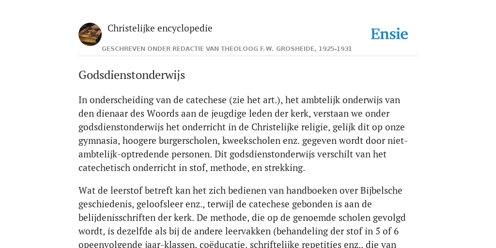 Hoe Heet Godsdienstonderwijs In De Christelijke Kerk