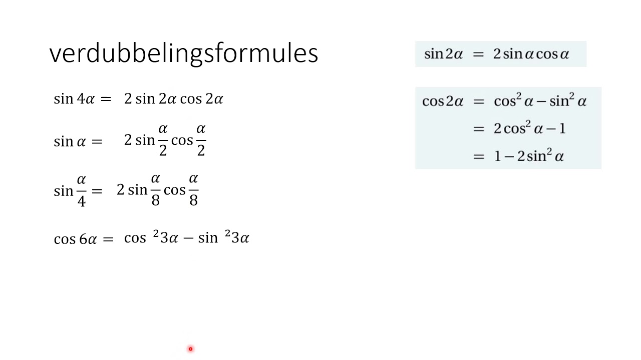 Goniometrie: verdubbelings- en halveringsformules - YouTube - Formules Wiskunde B Vwo Examen