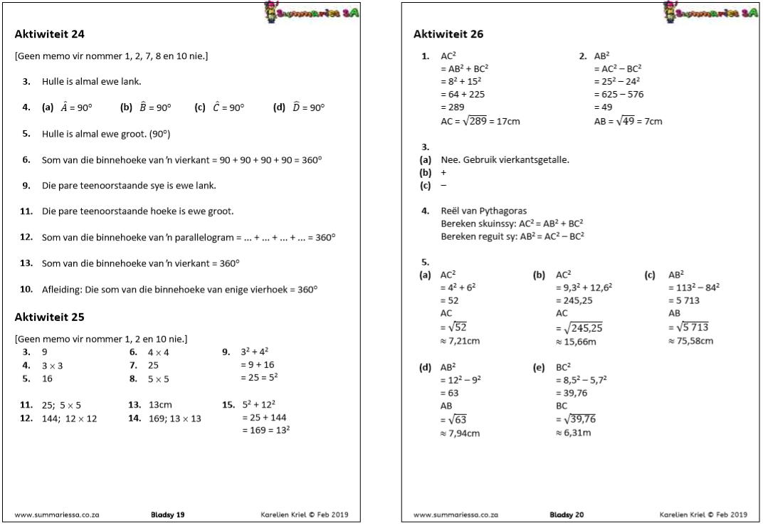 Graad 8 Wiskunde Aktiwiteitsboek Kwartaal 2 - Classroom101 - Gemiddelde N Term Wiskunde B Vwo
