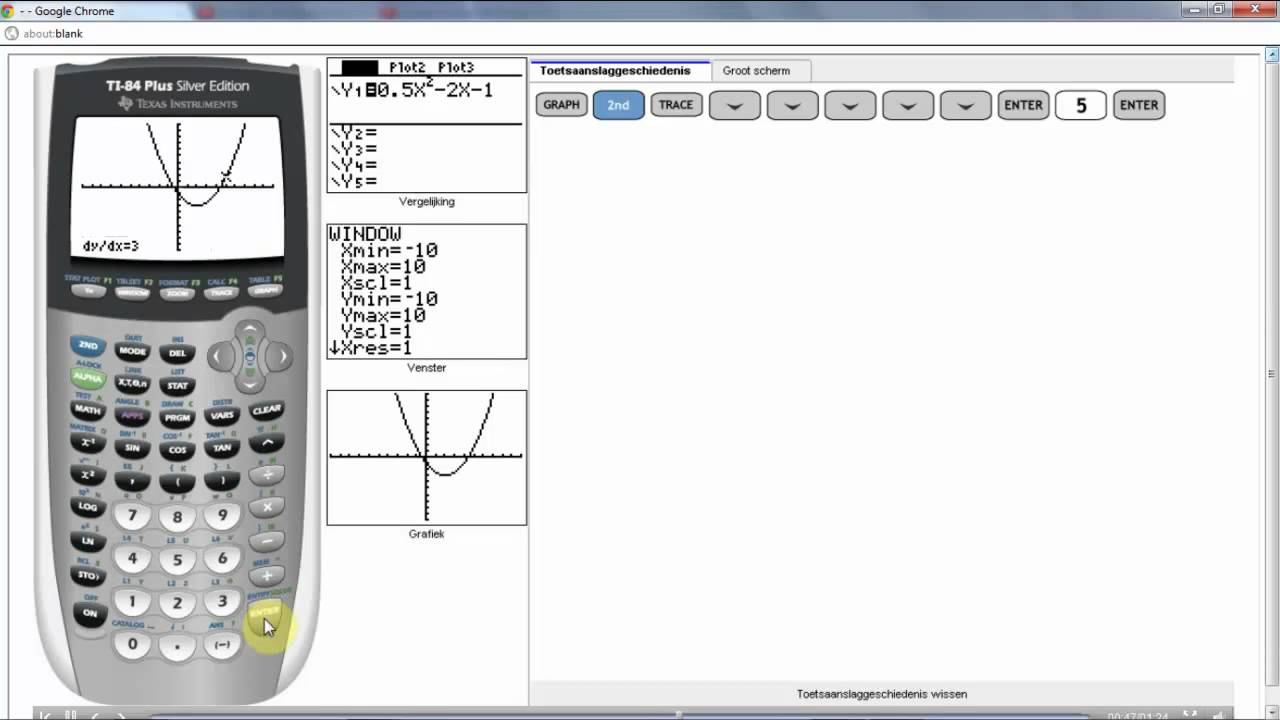 Grafische rekenmachine TI84 Helling - YouTube - Dy Dx Op Grafische Rekenmachine