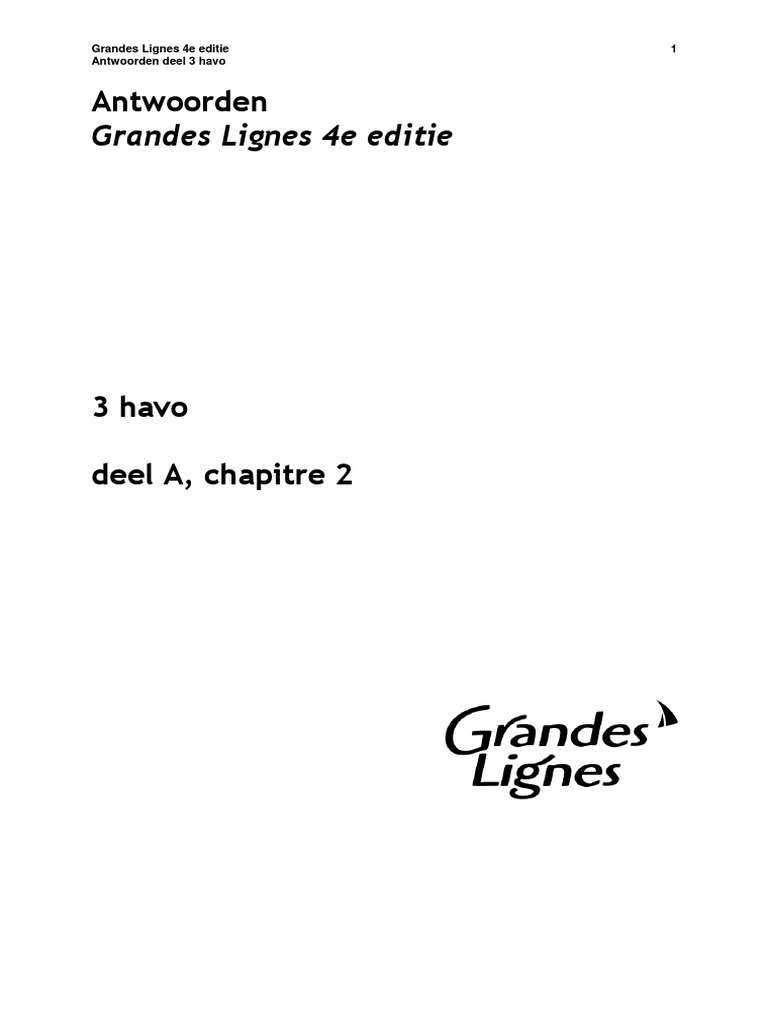 Grandes Lignes Antwoorden 1 Havo/vwo