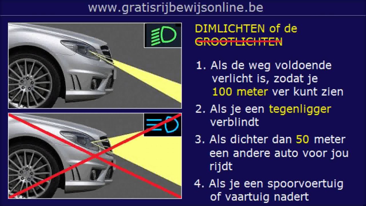GRATIS RIJBEWIJS ONLINE (11) Rijbewijs B - DIMLICHTEN - MISTLICHTEN - Verschil C En Ce Rijbewijs