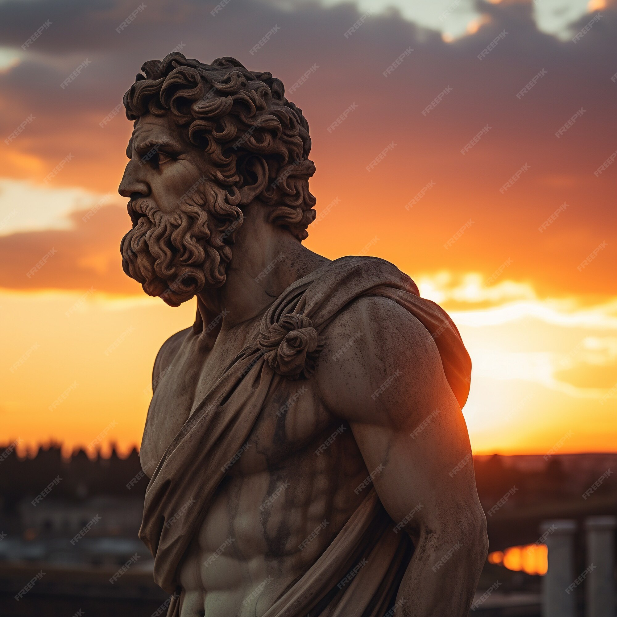 Greek busts at sunshine | AI-generated image - Griekse Wijsgeer Die In Een Ton Woonde