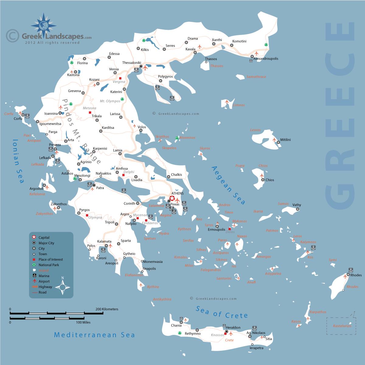 Griekenland op de kaart - Een kaart van Griekenland (Zuid-Europa - Europa) - Hoe Zeg Je Griekenland In Het Grieks