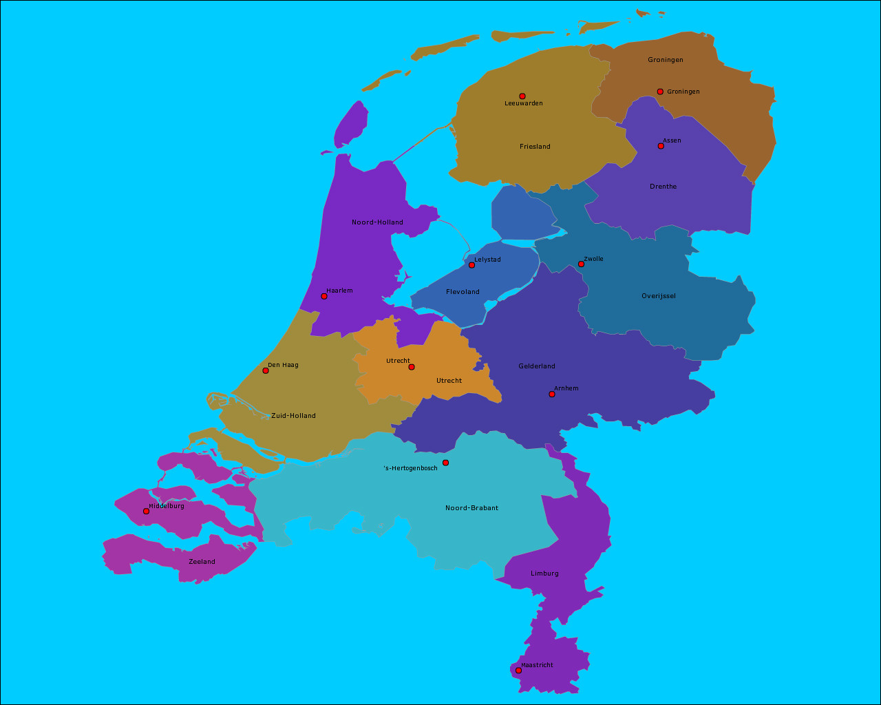 Grote kaart Provincies van Nederland en Hoofdsteden | Kaarten - Hoeveel Postcodes Zijn Er In Nederland