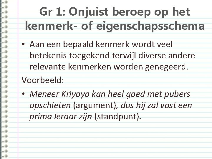 H 1 Standpunten en argumenten Paragraaf 1 Standpunten - Onjuist Beroep Op Kenmerk Of Eigenschap