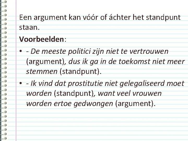 Vertekenen Van Het Standpunt Voorbeeld