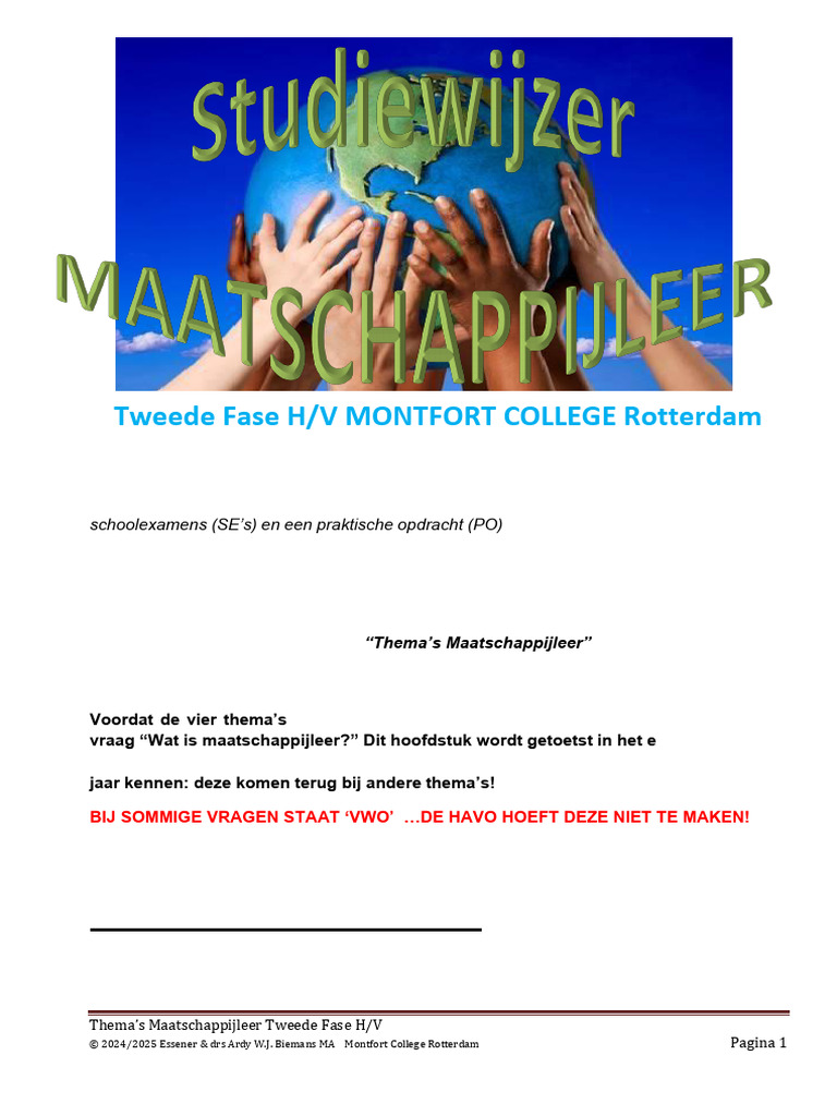 Maatschappijleer Havo 4 Hoofdstuk 1