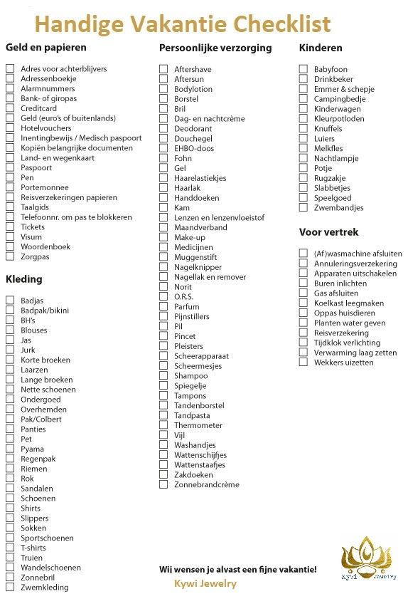 Handige vakantie checklist | Vakantie checklist, Vakantie paklijst - Vakantie In Oktober Naar De Zon