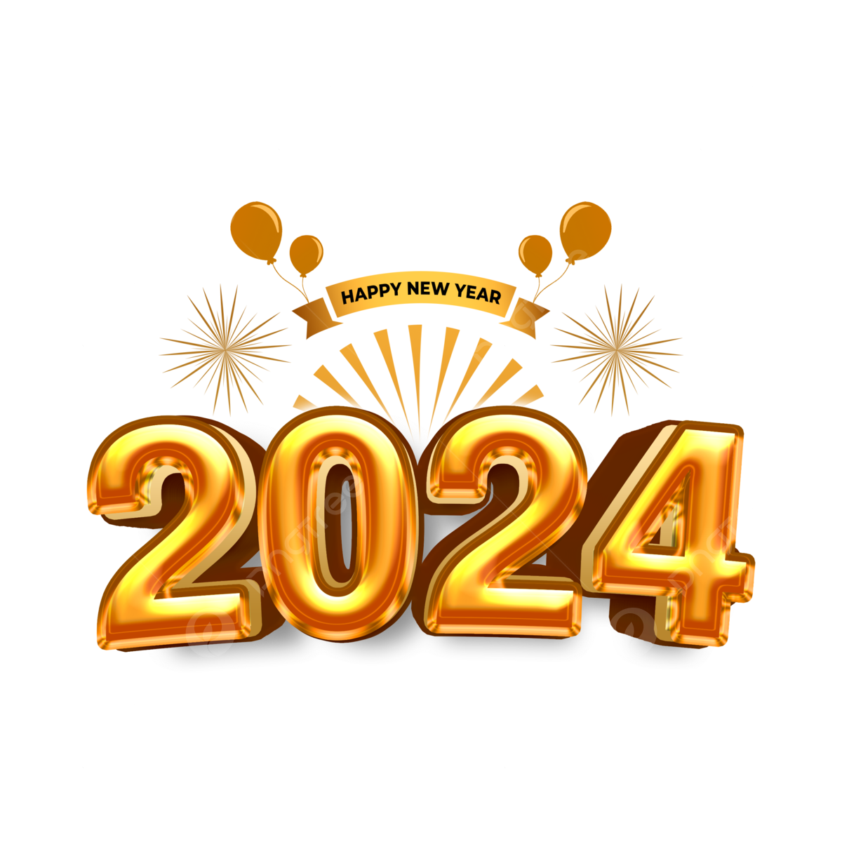 Happy New Year 2024, 2024, Happy New Year, Golden 3d PNG Transparent - Kleine Gids Sociale Zekerheid 2024