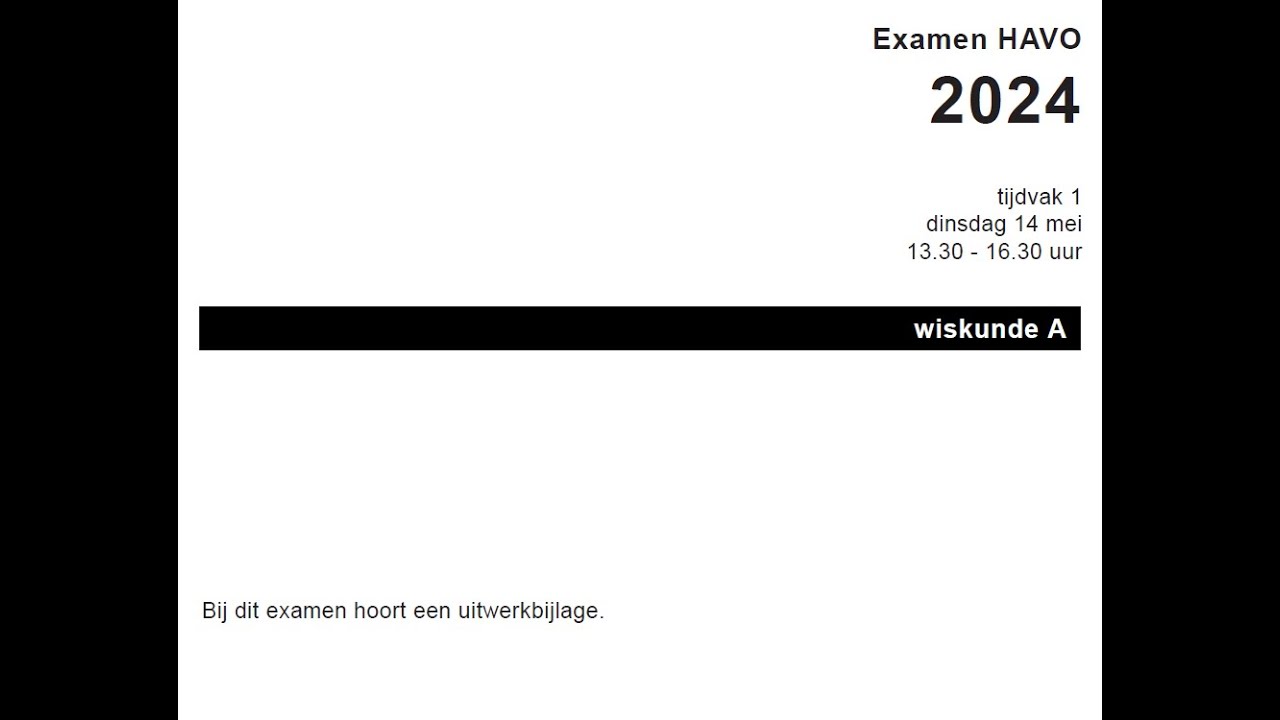 havo A 2024 01 22 - YouTube - Havo Wiskunde A Examen 2024
