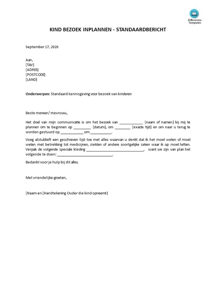 Heeft u een ouderbrief nodig over kindbezoek? We bieden een goed - Voorbeeldbrief Ouder Buiten Beschouwing Laten