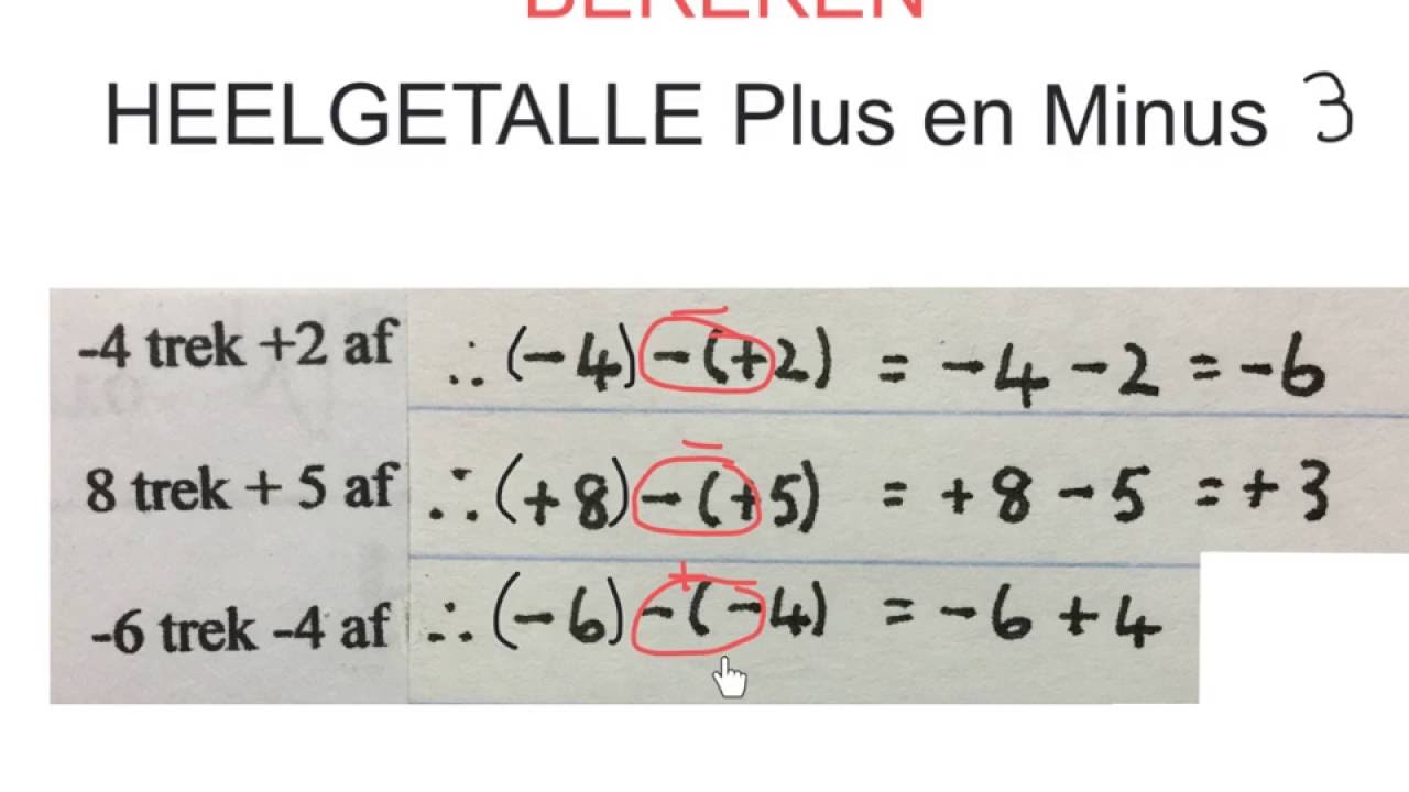 Heelgetalle 3 (begin) plus en minus graad 7 (wiskdou) - YouTube - Wat Is Plus En Min
