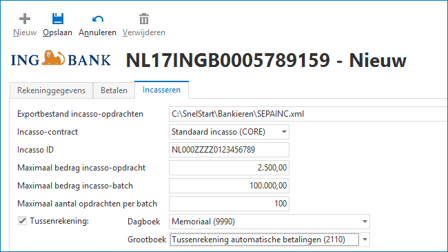Het bankrekeningnummer instellen voor incasseren in SnelStart 12 - Genoemde Namen Hier Met Je Rekening