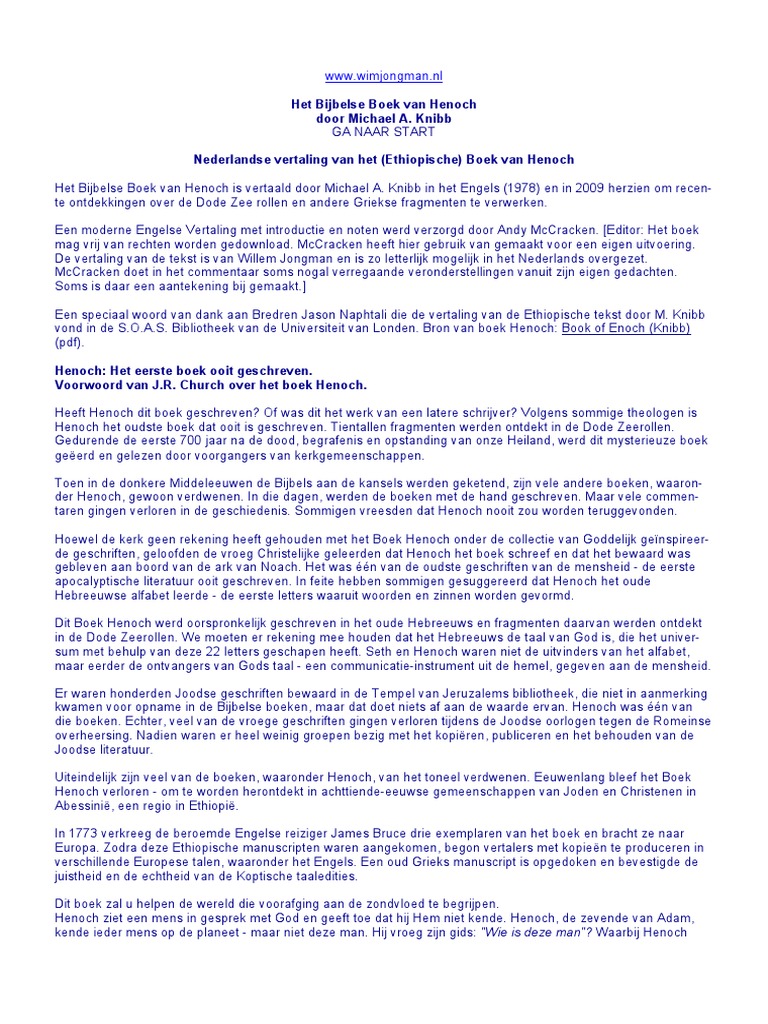 Het Boek Henoch | PDF - Boek Van Henoch Nederlands Pdf