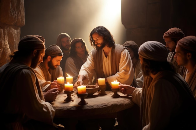 Het Laatste Avondmaal van Jezus Christus met de 12 apostelen icoon - Avondmaal In De Bijbel