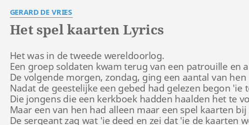 Gerard De Vries Het Spel Kaarten