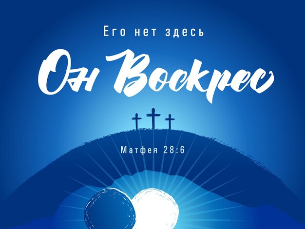 Hij is niet hier Hi is opgestaan Russische tekst heilige week banner - Hij Is Opgestaan Tekst