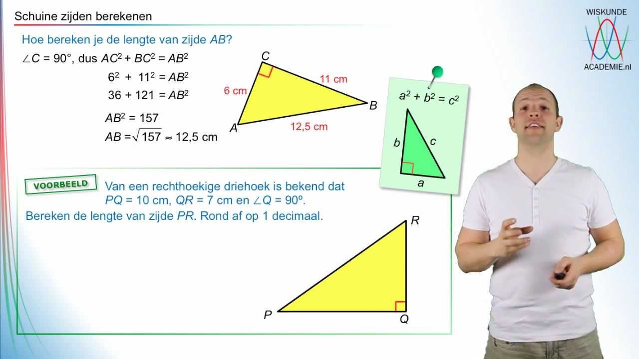 Hoe bereken je met Pythagoras de schuine zijde/hypothenysa? (havo/vwo 2 - Hoe Bereken Je De Schuine Zijde Van Een Driehoek