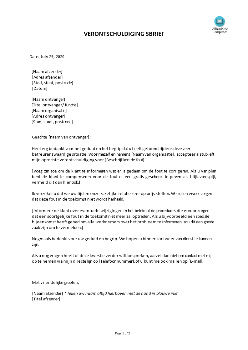 Hoe schrijft u een wel doordachte verontschuldigingsbrief voor een fout - Excuses Voor Het Ongemak Voorbeeld