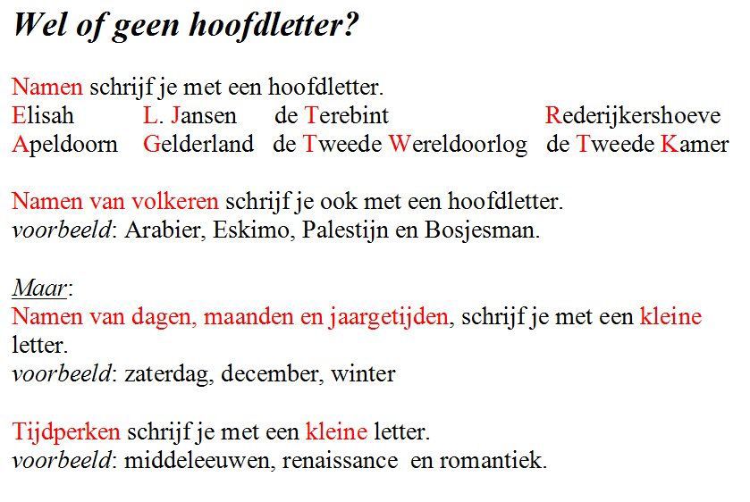 Hoofdletter? Language, School, Net, Begin, Dutch, Dutch Language - Moeten Maanden Met Een Hoofdletter