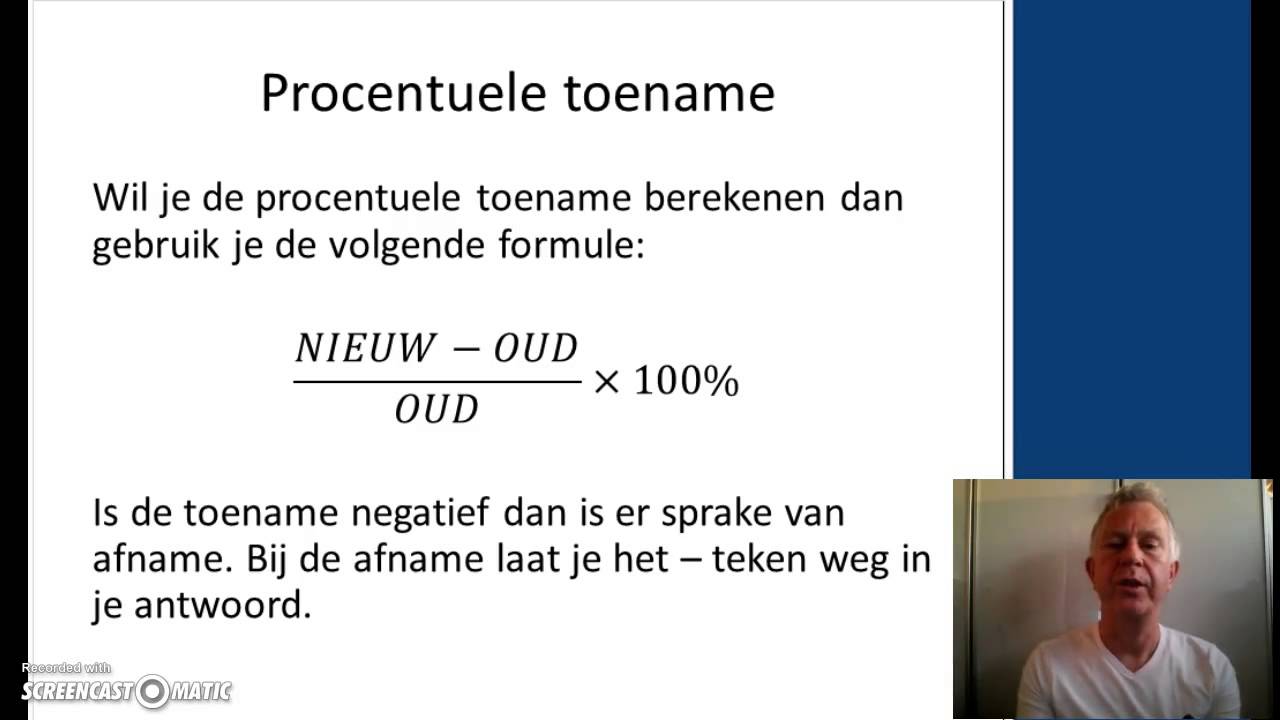 Hoofdstuk 4 les 3:Percentages en procentuele toe- en afname - YouTube - Percentage Afname En Toename Berekenen