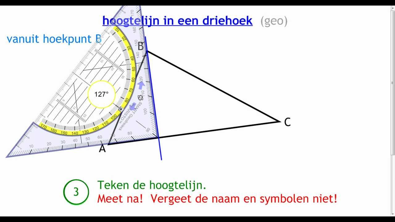 hoogtelijn in een driehoek (geo) - YouTube - Hoe Bereken Je De Hoogte Van Een Driehoek