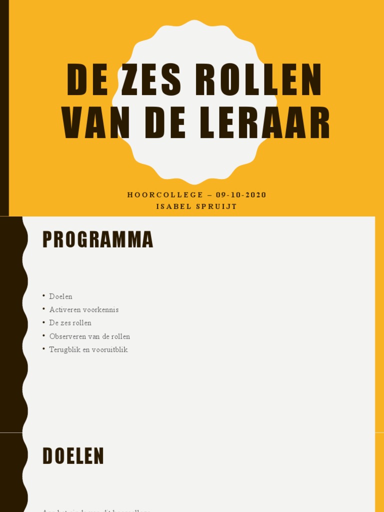 Zes Rollen Van De Leraar