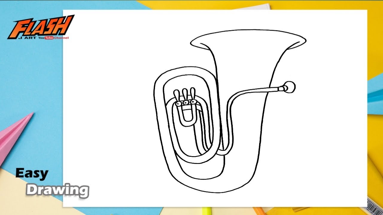 how to draw tuba - YouTube - Contrabastuba Met Beker Naar Voren Ontwerper