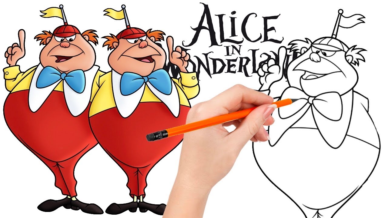 How to draw Tweedledee and Tweedledum from Alice in Wonderland - YouTube - Tweedledum And Tweedledee Alice In Wonderland