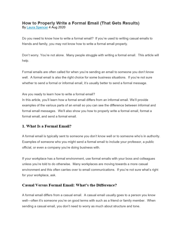 How Do You Write A Formal Email