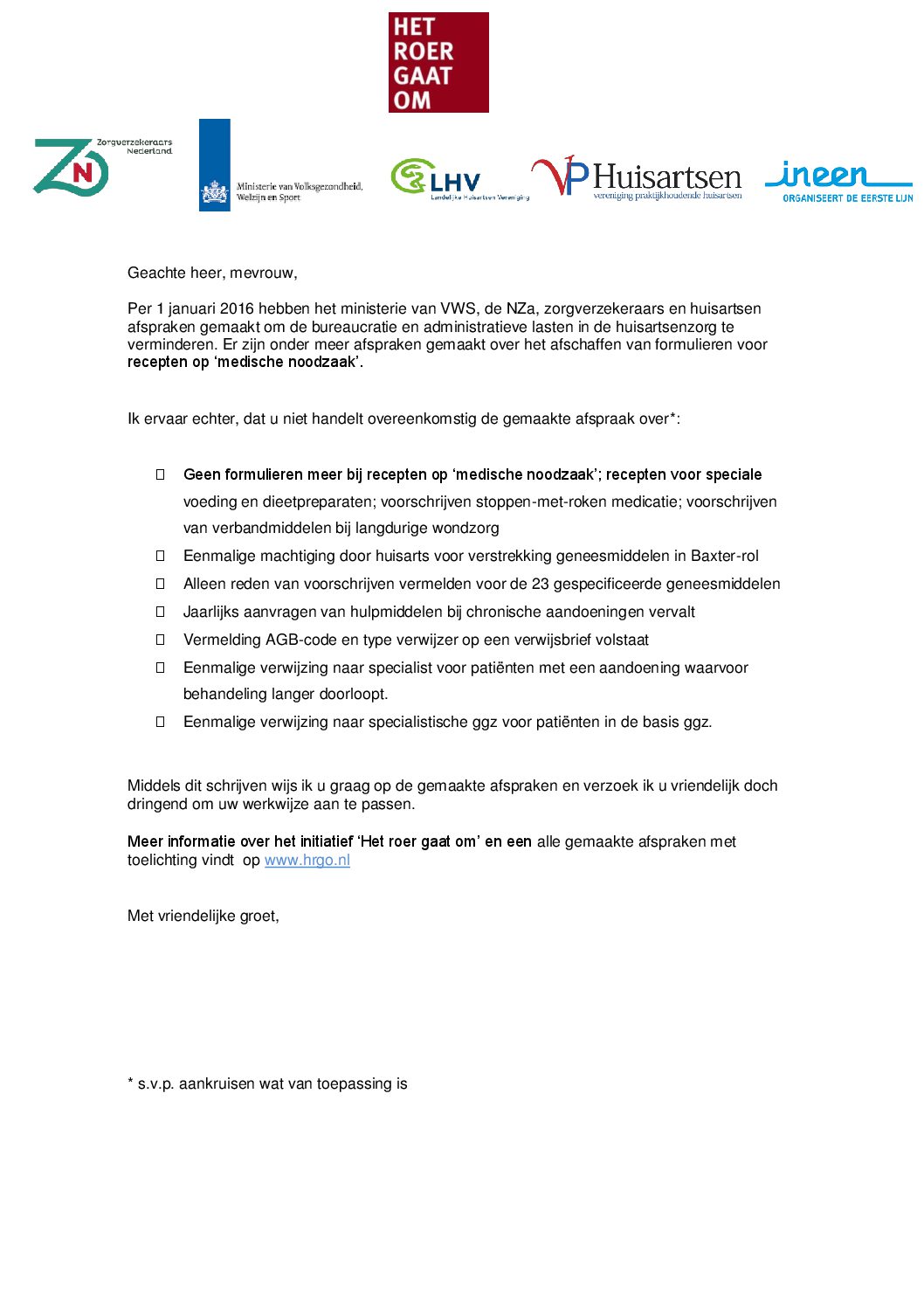 HRMO_brief_huisartsen | Vereniging Praktijkhoudende Huisartsen - Informatie Van Uw Huisarts Brief