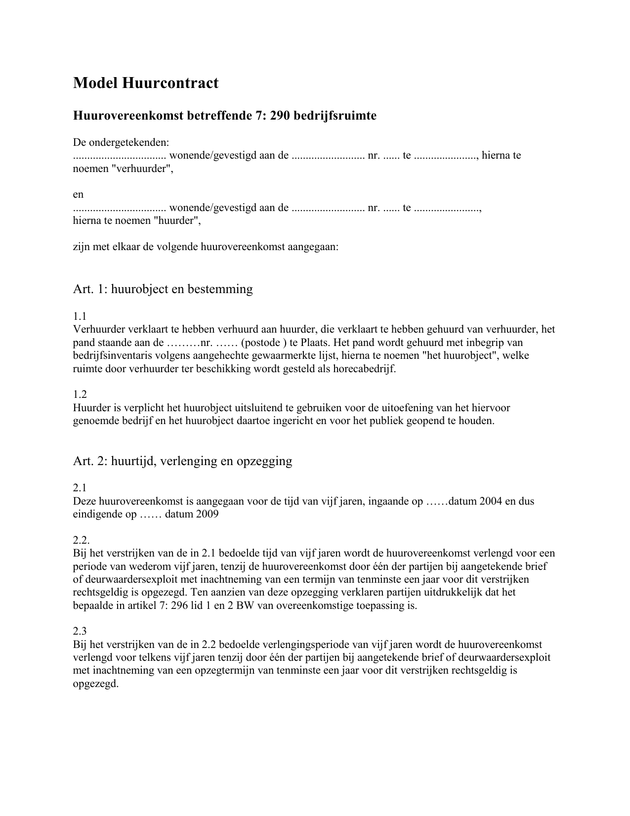Huurovereenkomst Korte Duur Verlengen - Algemene Bepalingen Huurovereenkomst Woonruimte 2023
