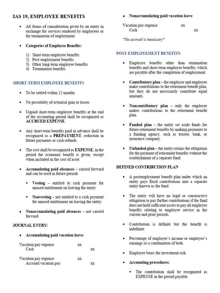 IAS 19-EMPLOYEE BENEFITS | PDF | Employment | Accrual - Ifrs Ias 19 Employee Benefits