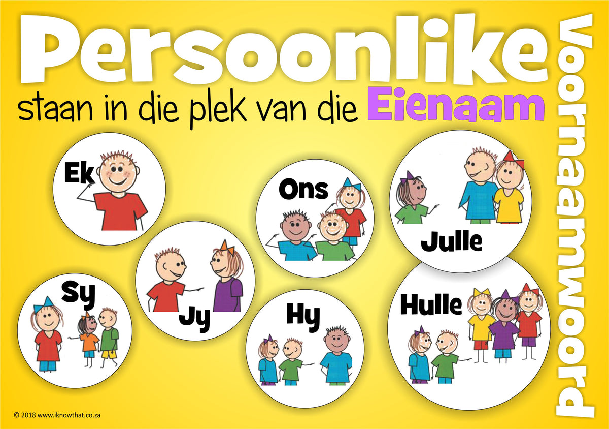 iK Plakkaat Afrikaans Woordsoorte Persoonlike v.nw A4 PDF – iKnowThat - Wat Voor Woordsoort Is Zijn