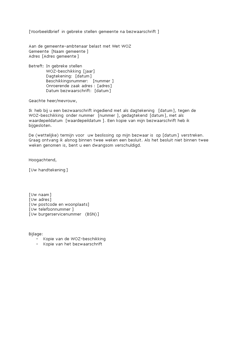 Voorbeeldbrief In Gebreke Stellen Uwv