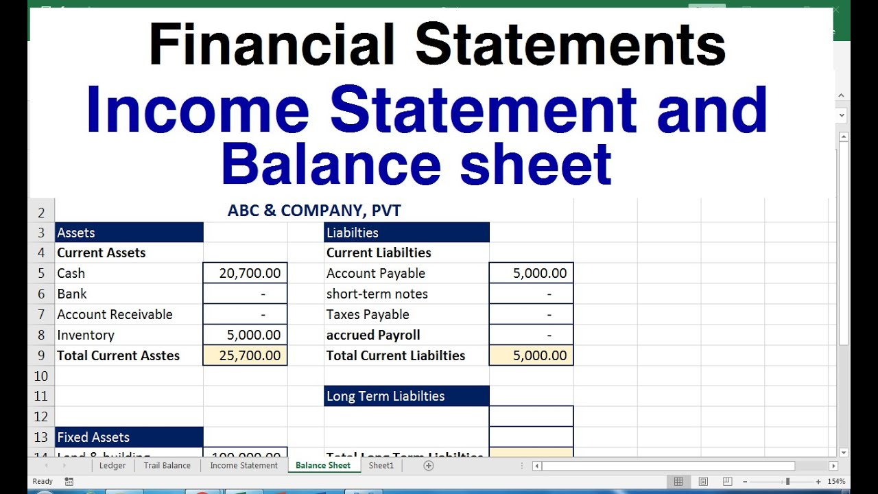 income statement and balance sheet template excel - YouTube - Income Statement Balance Sheet And