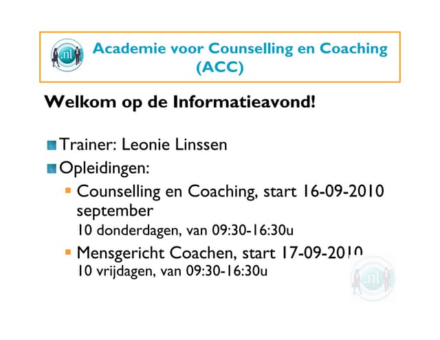 Informatieavond Academie Voor Counselling En Coaching Eindhoven Jun - Academie Voor Counselling En Coaching