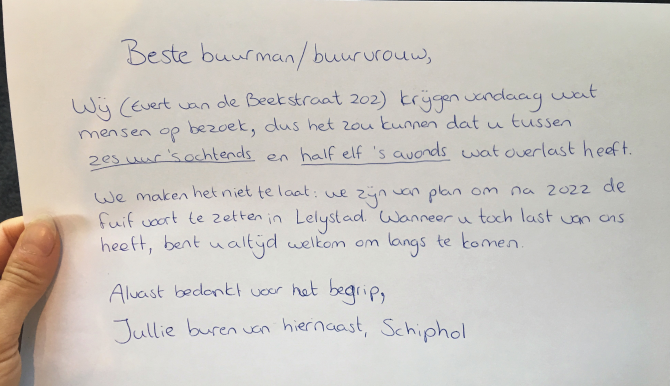 Information about the writing or schrijven part of the Dutch - Briefje Voor De Buren Feestje