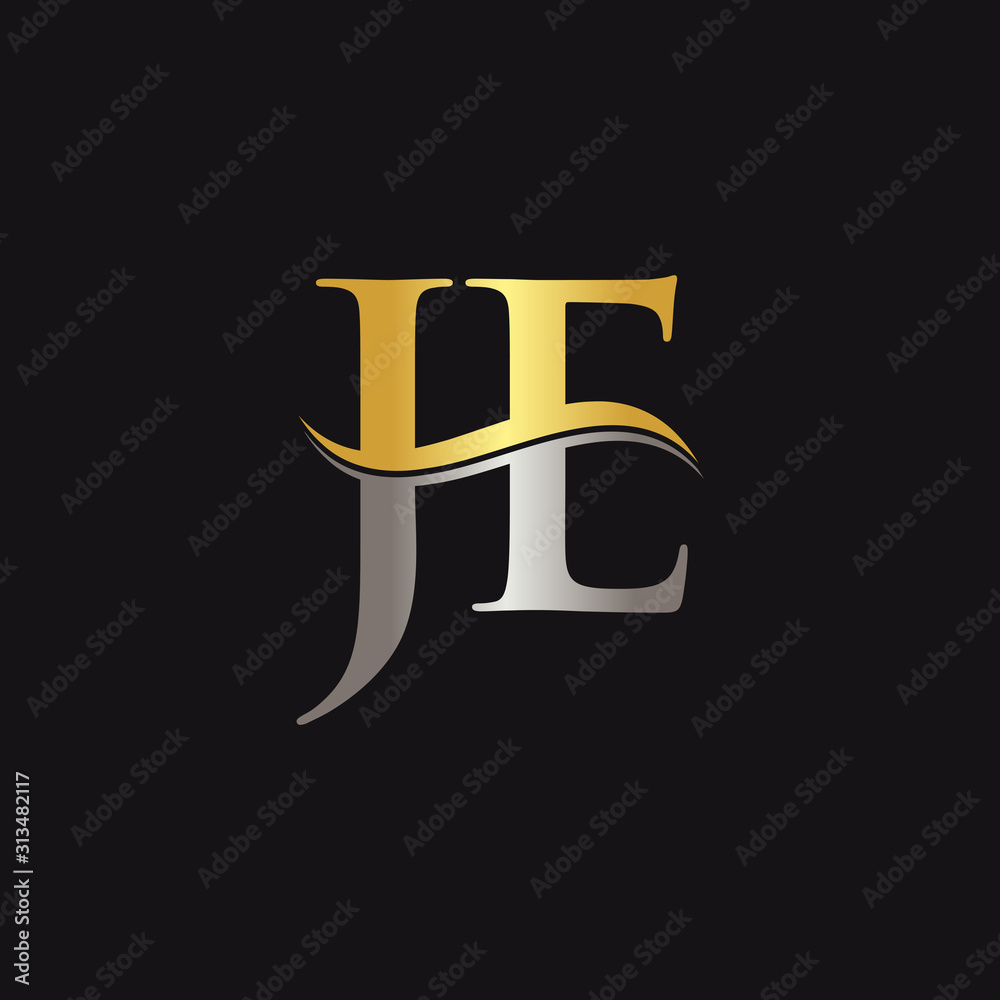 Initial Gold And Silver letter JE Logo Design with black Background - Je Hebt één Nieuwe Volger