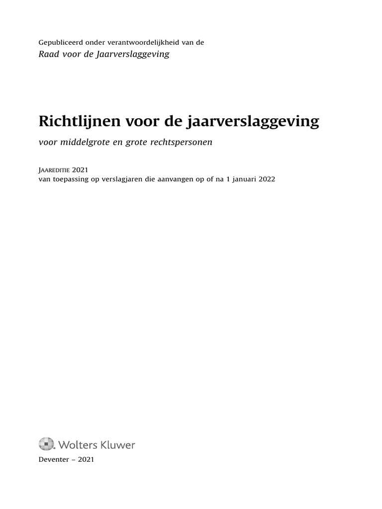 Richtlijnen Voor De Jaarverslaggeving Voor Micro- En Kleine Rechtspersonen