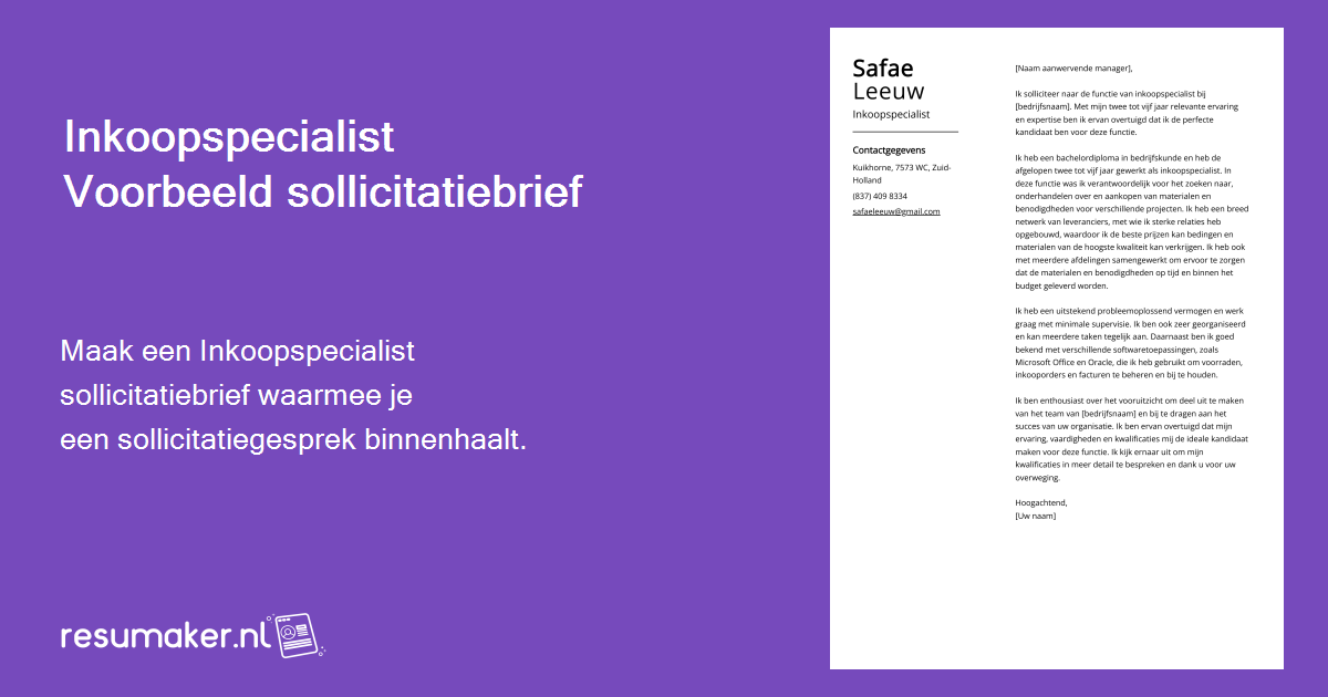 Inkoopspecialist Sollicitatiebrief Voorbeelden (Sjabloon & 20+ Tips) - Wat Moet Er In Een Sollicitatiebrief