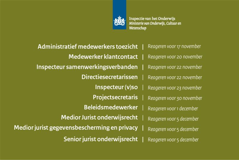 Inspectie van het Onderwijs op LinkedIn: Vacatures - Werken voor Nederland - Inspectie Van Het Onderwijs Vacatures