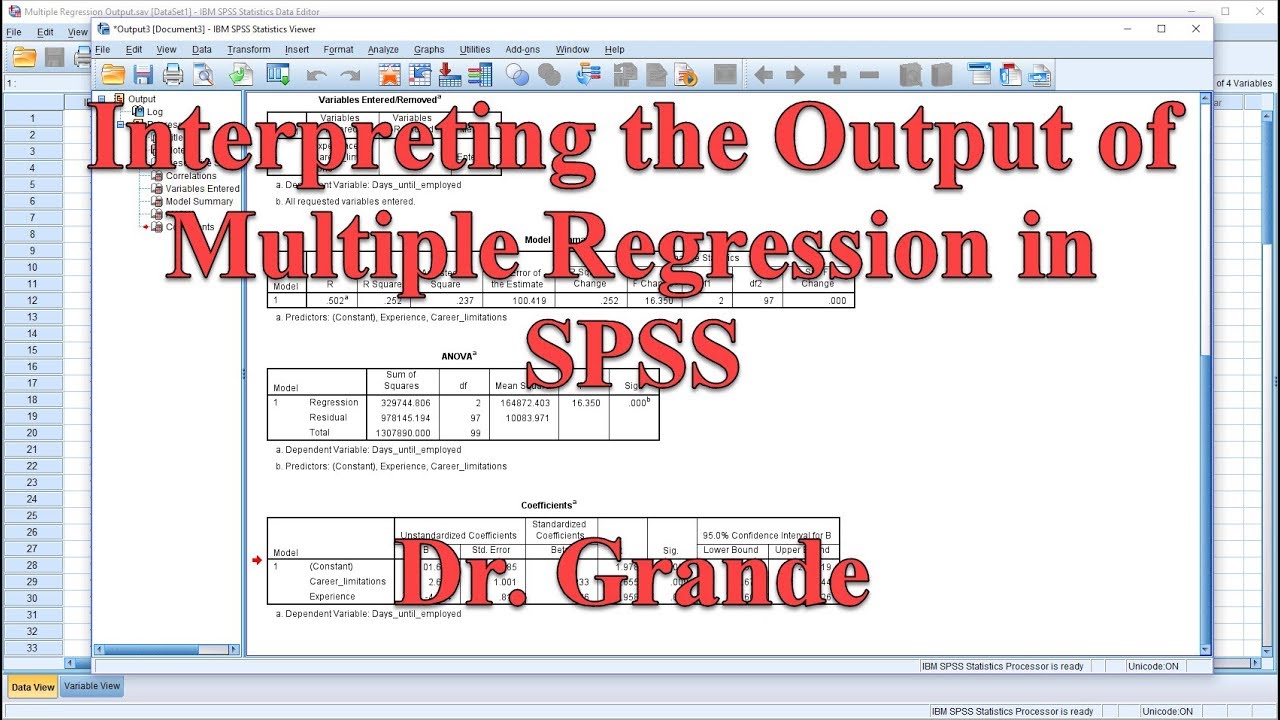 Interpreting Output for Multiple Regression in SPSS - YouTube - Multiple Regression Analysis Interpretation Spss