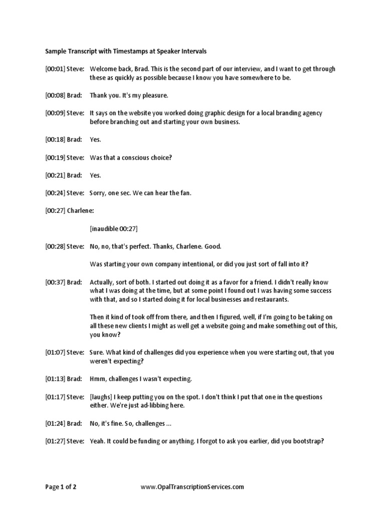 Transcript Of An Interview Example