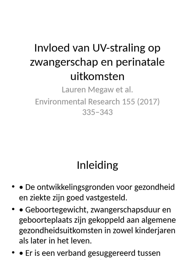 Invloed UV Straling Zwangerschap Presentatie | PDF - Geef Drie Voorbeelden Van Mutagene Straling.