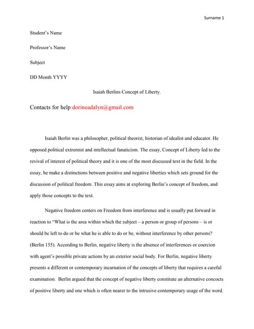 Isaiah Berlin Concept Of Liberty